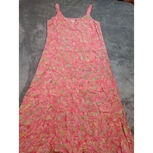 Nomadic Traders Babydoll Midi Dress Sz L Pink Floral Ruffle Smock Coquette Fairy